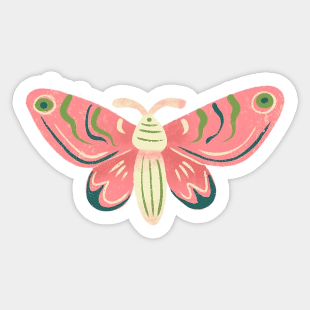 Cute Pink Moth Sticker by Alexandra Franzese